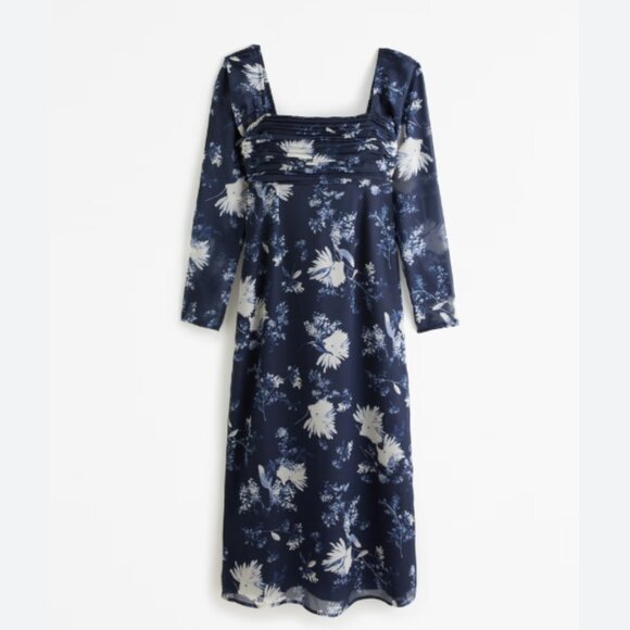 A&F Emerson Chiffon Long-Sleeve Midi Dress, Small Petite - Picture 1 of 7